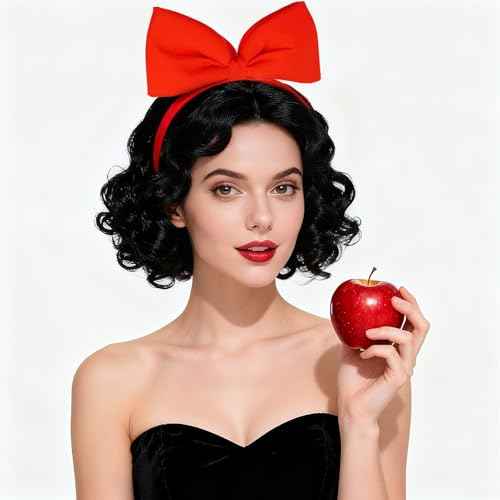 2Pcs Big Red Bow Headband Women Girls Cute Princess Hair Accessories for Halloween Costume Christmas Party