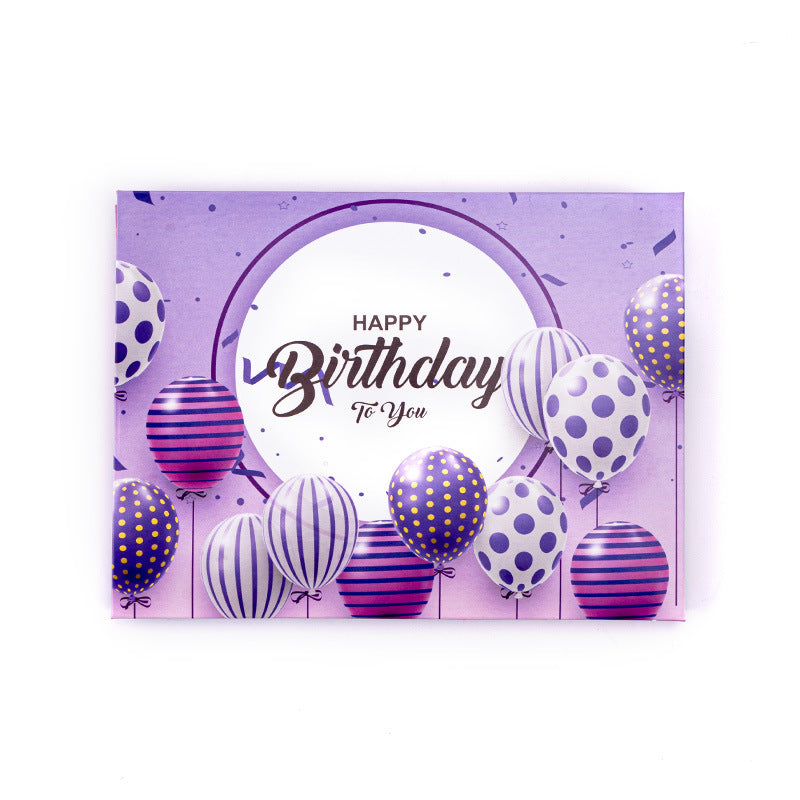 3D Cake Greeting Card with Music Blowing - 15x20cm Chinese Ink Style