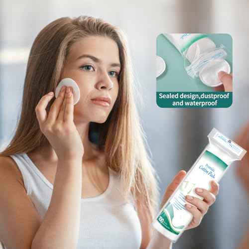 Premium Cotton Rounds for Face, 300 Count Makeup Remover Pads, 100% Pure & Natural Facial Cleansing Round Pads, Soft, Hypoallergenic, Lint-Free, Highly Absorbent