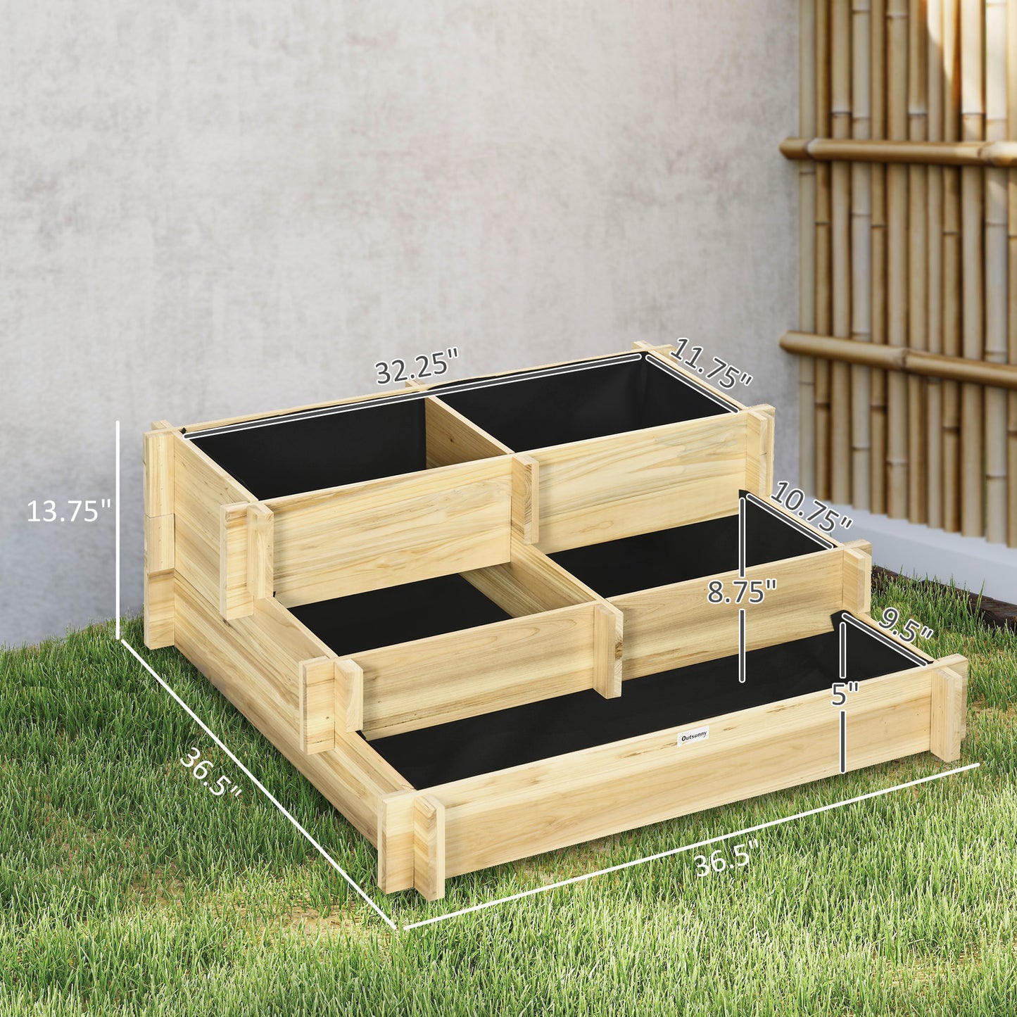 3-Tier Raised Garden Bed with Water Draining Fabric for Vegetables Herbs and Flowers