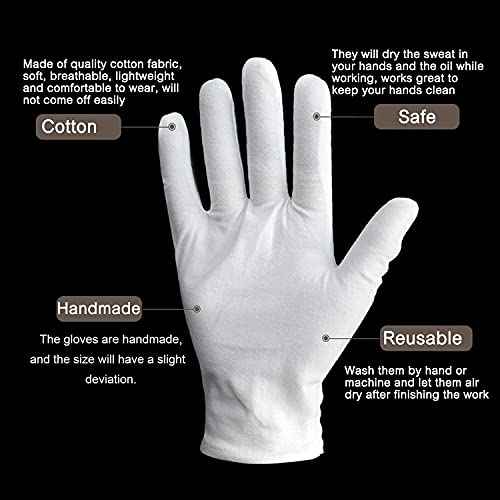24pcs Unisex Soft White Cotton Gloves for Dry Hands, Work, Coin Jewelry Inspection, Moisturizing Eczema Cotton Gloves, Small Size for Child