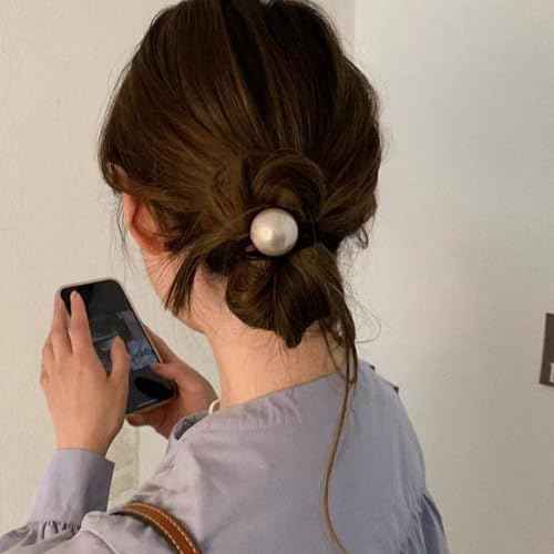 8PCS Pearl Hair Scrunchies for Women, Pearl Hair Ties, French Band Large Rope Pearl Ponytail Holders Hair Band Tie Single Pearl Elastic Hair Rope Decorative Hair Accessories for Women and Girls