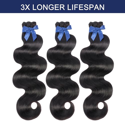 Raw Bundles Human Hair Body Wave, Bleachable & Dyeable, No Shedding, No Tangles, 15A Raw Vietnamese Hair Bundles, 20 Inch, 3X Longer Lifespan