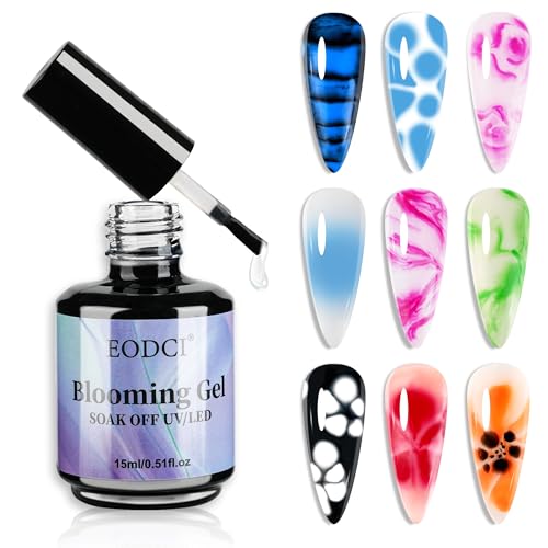 Blooming Gel Nail Polish 15ml - Clear UV Gel for Spreading Effect, Marble, Floral, Watercolor Nail Art Design - Soak Off Gift for Women