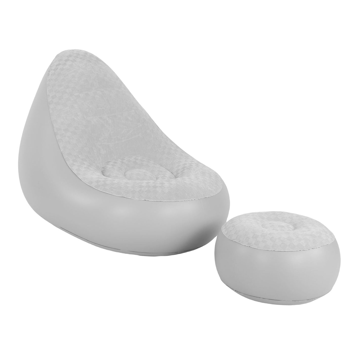 Inflatable Lounge With Footstool PVC Flocking Water Proof Folding