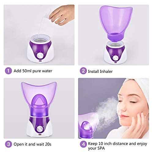 Facial Steamer for Face Nano Facial Mister Sprayer Set, Face Steamer for Facial Deep Cleaning, Portable Mini Face Steamer for Clogged Pore, Sinuses (Include Blackhead Remover Kit, Brush)
