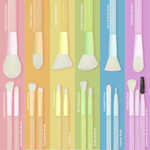 18-Pcs Makeup Brush Set for Beginners - Travel-Friendly with Soft Arthritis-Friendly Handles & Non-Shedding Bristles | Includes Storage Bag, Eyeshadow Brushes & Sponges (Multi-Color)