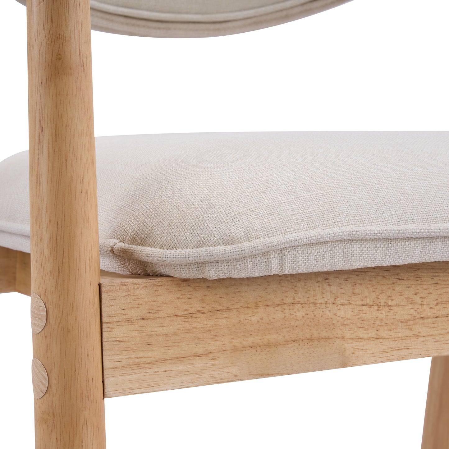 Beige Upholstered Dining Chairs with Curved Back - Set of 2