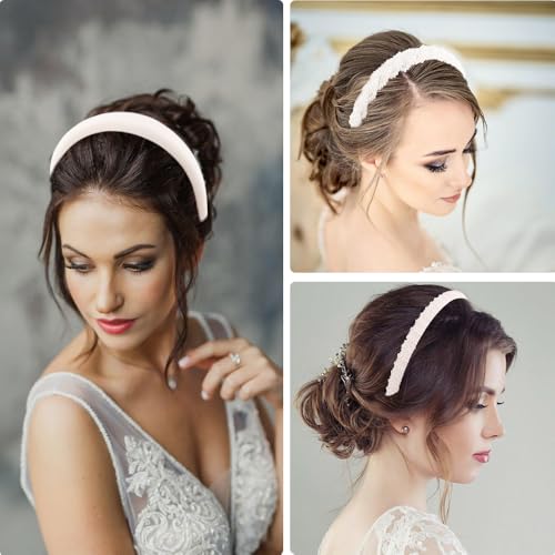 TODDER 6PCS Pearl Headbands for Women, Bridal Hair Accessories White Headband Cute Fashion Elegant Bride Headbands for Wedding, Party, Prom and Birthday