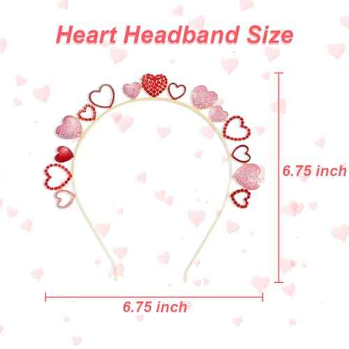 Valentines Headband for Women, Glitter Love Heart Headbands, Red Crystal Headband for Valentine¡¯s Day Hair Accessories Gifts