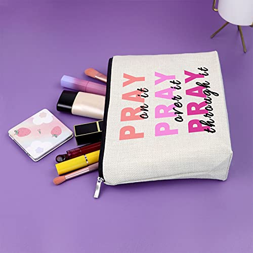 Christian Bible Verse Makeup Bag Cosmetic Organizers Inspirational Quotes Motivational Gift for Women Sister Friend Baptism Religious Birthday Christmas Travel Bag