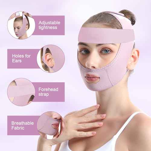 Face Lift Belt Forehead Lift Band, Comfort Pressure Forehead Bandage Chin Up Face Lifting Vshaped Strap