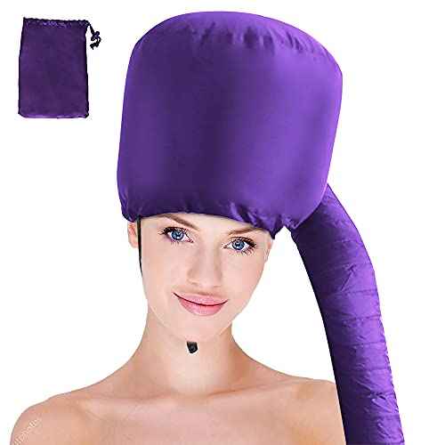 Hair Dryer Bonnet - Upgraded Bonnet Hair Dryer with Longer Extended Hose for Easy Styling, Curling and Deep Conditioning, Purple, One Size Fits All