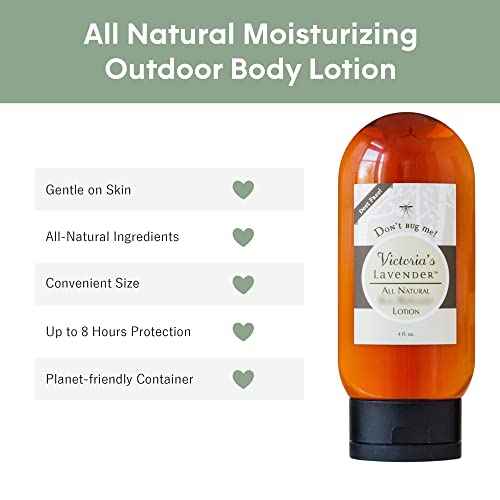 Victoria's Lavender All Natural Moisturizing Body Lotion with Essential Oils - Body Lotion for Skin Protection - Outdoor & Leisure Activities - Backpackers, Campers, Hikers - Made in USA - 4 oz
