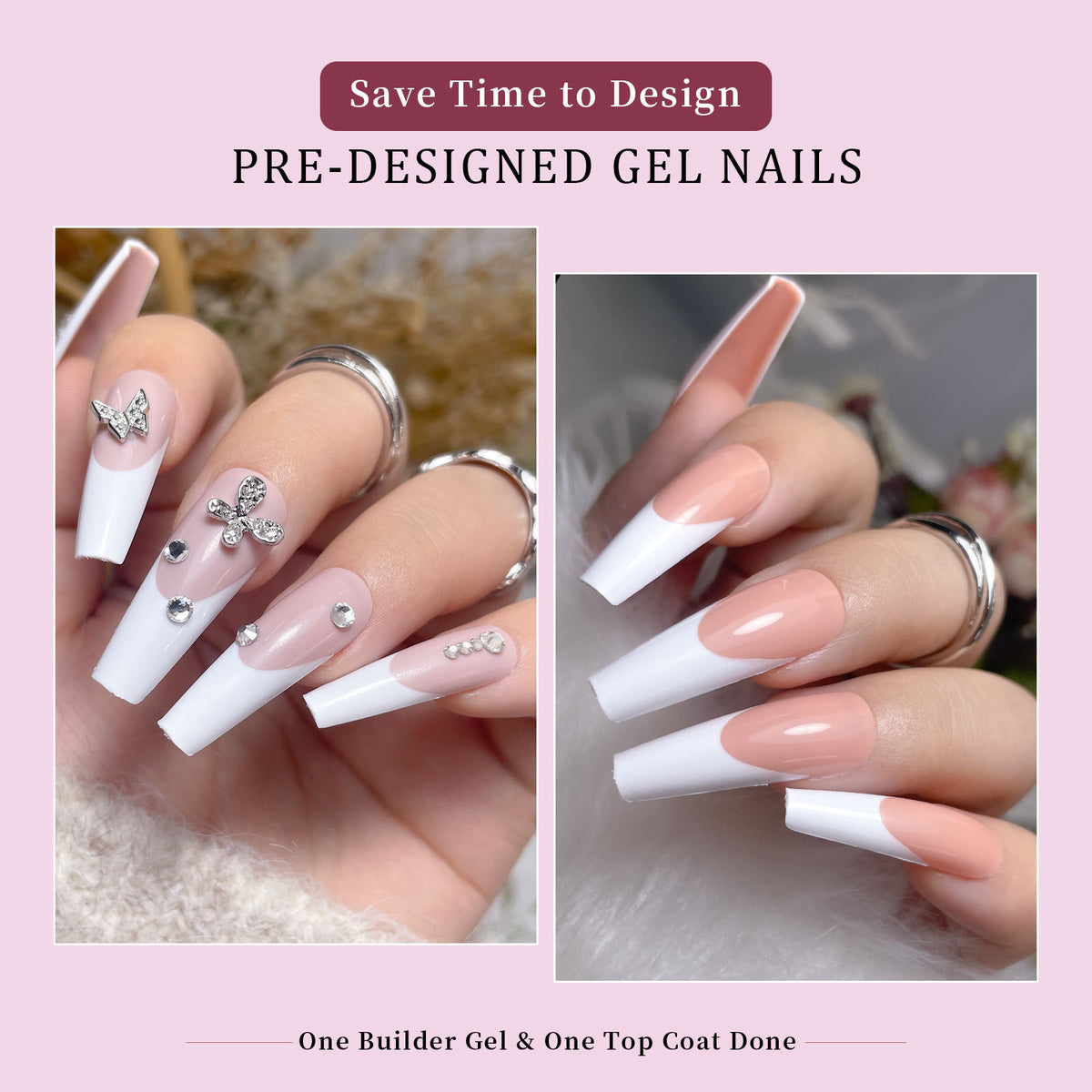 French Nail Stickers 288PCS Seamless Removable Nail Art Decals