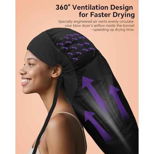 Hair Dryer Bonnet Attachment ? 28.5" XL Hooded Dryer Cap for Faster Drying & Deep Conditioning, Extra-Large Space Fits Thick, Curly Hair & Styling Tools (Black, Extra Large)