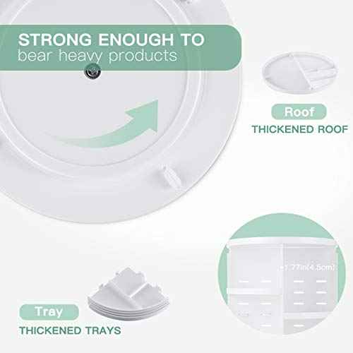 360 Rotating Makeup Organizer,DIY Adjustable Spinning Holder,Foldable Cosmetic Storage Display box,Large Capacity Make up Caddy Shelf,Fits Countertop Vanity and Bathroom (WHITE)