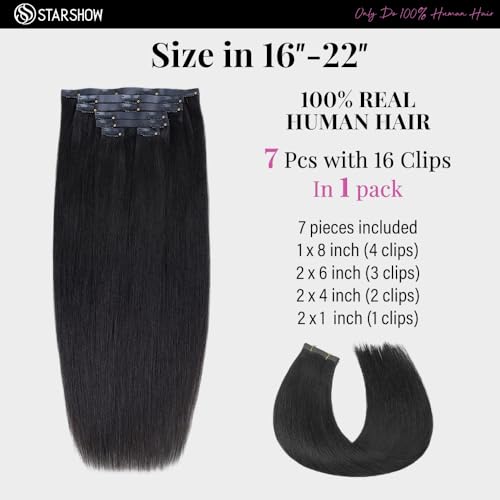 Yaki Straight Seamless Clip in Hair Extensions Remy Human Hair Extensions 1Pack 120g 7pcs Yaki Straight Clip Ins Hair Extensions Clip In Human Hair 20Inch Natural Black