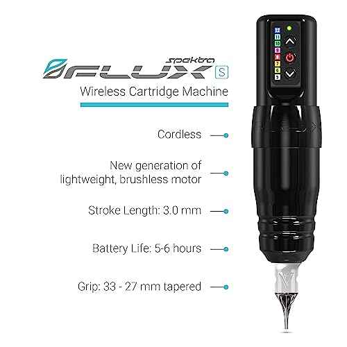 Microbeau - Flux S Wireless Tattoo Machine with 1 PowerBolt - Stealth - Wireless Tattoo Machine Pen for Microblading Lips, Eyeliner & More
