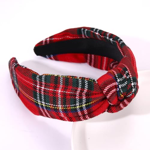 14PCS Christmas Headband Hair Bows for Women Girls Red Plaid Hair Clips Red Green Xmas Hair Ties Holiday Hair Accessories Christmas Party Gifts