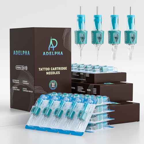 50Pcs Tattoo Cartridge Needles Assorted Mixed Size #12 Round Liner Shader Magnum 5RL 7RL 9RL 5RS 7RS 9RS 15M1 21M1 15RM 21RM with Membrane Needles for Tattoo Gun Machine