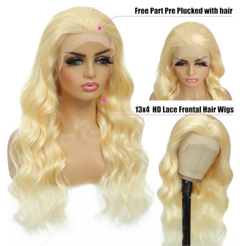 613 Lace Front Wig Human Hair 13x4 Light Blonde Color Lace Front Body Wave Wigs 613 HD Lace Frontal Wigs Human Hair Pre Plucked for Women (613 Color 13x4 Lace Front Wigs, 20 Inch)