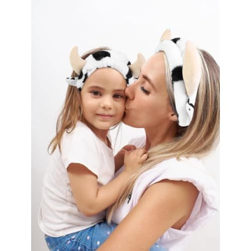 Huachi Cow Hairband for Washing Face, Soft Microfiber Spa Headband for Women & Girls, Cute Animal Print, Facial Cleansing Head Wraps, Perfect for Skincare, Makeup, Pajama Parties, Stocking Stuffers