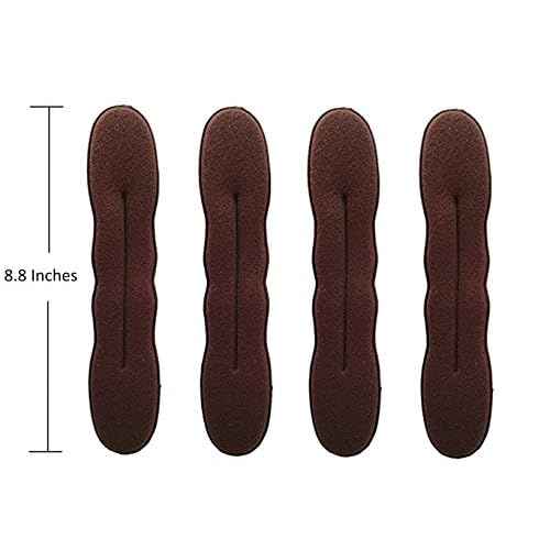 Styla Hair Brunette 4 Count Hair Bun Maker Accessories, Large Foam Sponge Shaper for Easy Bun Twister, Ballet Buns, French Twist, Updo's, Waves & more - Strong, Flexible, Reusable