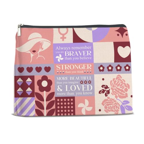 Inspirational Makeup Bag Always Remember You Are Braver Than You Believe Cosmetic Bag Encouragement Gifts for Women Teen Girls Sister Daughter