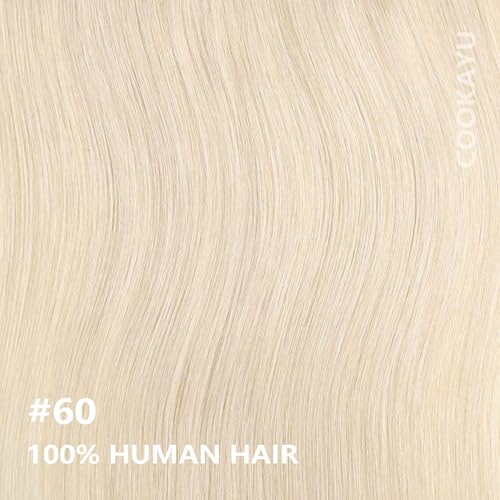 COOKAYU Real Human Hair Clip in Hair Extensions, Remy Hair Clip in Hair Extensions, Platinum Blonde Hair Thick Silky Straight Real Human Hair, 16inch 120g 7Pcs