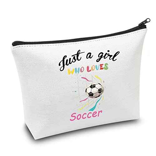 Girl Soccer Gifts Just a Girl Who Loves Soccer Makeup Bags Soccer Travel Cosmetic Bag Gift for Soccer Players Fans