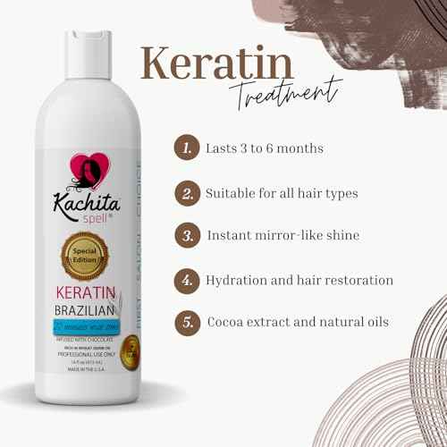 Kachita Spell New Brazilian Keratin Hair Treatment Chocolate LONG Lasting Keratin Treatment with Argan Oil Straightening Smoothing Professional Results All Hair Types Made in USA 16 floz