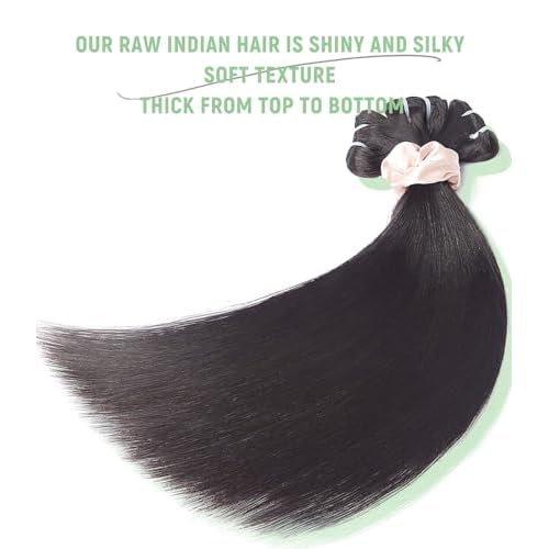 MLIP Raw Bundles Human Hair Straight, No Tangle Shedding, Keep Texture Silky Soft After Multiple Washes, 15A Raw Indian Hair Bundles 22 Inches, Triple Lifespan 3X