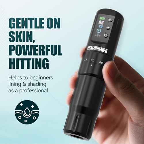 Dragonhawk Atom2 Pro Cordless Tattoo Pen Machine - 7 Storkes Length Professional Rotary Tattoo Gun for Lining Shading Mcore Motor 2000mAh Battery Power Supply (2 Batteries)