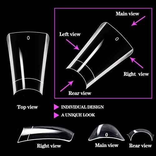 550pcs Duck Nail Tips, Clear Curved Duck Acrylic Nails, Half Cover Duck Feet Flare Nail Tips for Acrylic Nails Professional, Short Fan French False Nail Extension for Nail Salon 11 Sizes