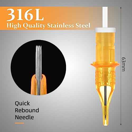 ATOMUS 10pcs Tattoo Cartridge Needles Disposable RL RS M1 Tattoo Needles for Tattoo Machine (9RS)