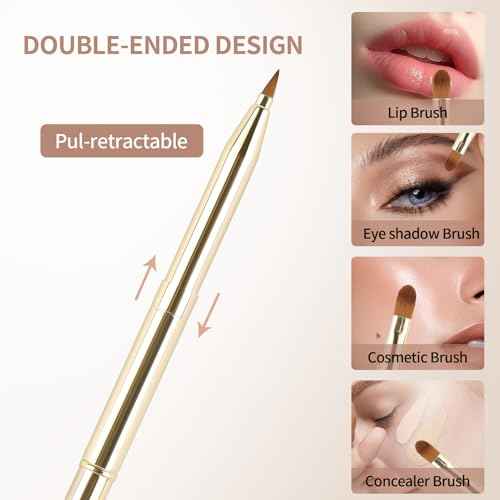 3 Pack Retractable Lip Brush for Lipstick,Yoizyfree Retractable Lip Brushes Double-Ended Travel Lip Makeup Brush Set for Lipstick Lip Gloss Include Lid