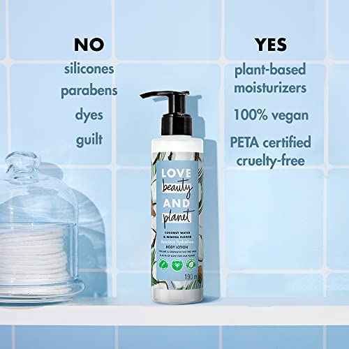 Love Beauty and Planet Luscious Hydration Body Lotion for Hydration Coconut Water & Mimosa Flower Natural Ingredients, Plant-Based Moisturizers, Vegan, Cruelty-Free 13.5 oz