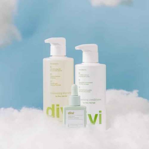 Divi Volumizing Starter Bundle for Women and Men - Includes Volumizing Shampoo, Conditioner, and Scalp Serum for Healthy, Fuller Hair - Lightweight Hair Care for Fine and Thinning Hair, 3-Piece Set