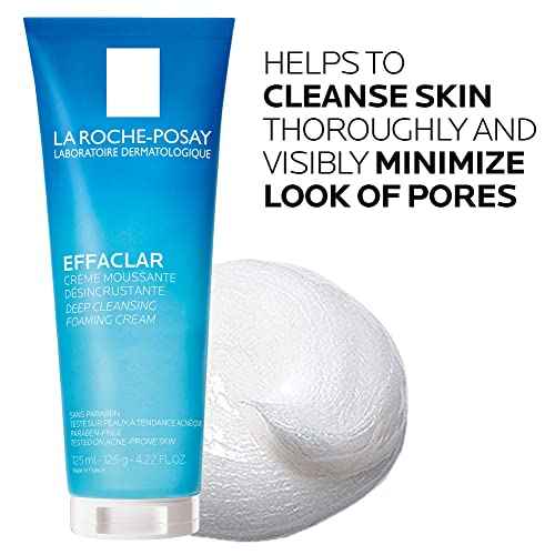 La Roche-Posay Effaclar Deep Cleansing Foaming Facial Cleanser, Cream Cleanser & Daily Face Wash for Oily Skin & Acne Prone Skin to Minimize Look of Pores