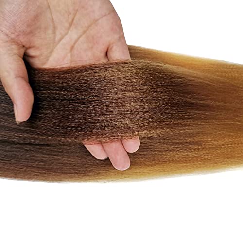Liang Dian Pre Stretched Braiding Hair Ombre 30 Inch 8 Packs Synthetic Crochet Braids Hot Water Setting Professional Soft Yaki Texture Synthetic Hair Extensions(1B/30/27)