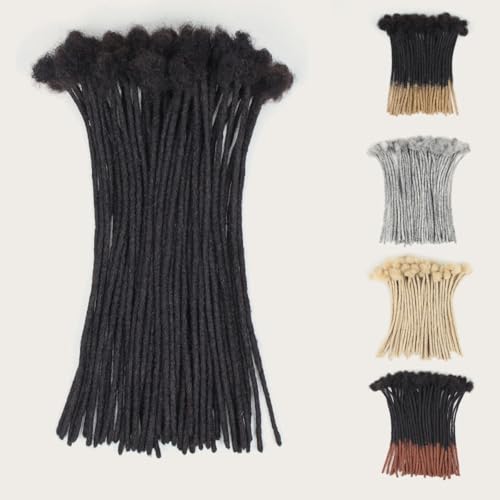 18 inch 40 Strands Loc Extensions Human Hair, Real 0.6cm Width Human Hair Dreads Extensions for Man/Women Full Handmade Dreadlocks Can be Dyed(1b)