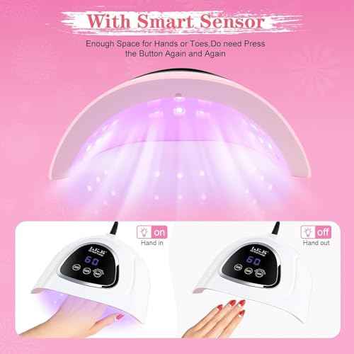 LKE UV Light for Gel Nails, Nail Dryer UV Nail Lamp 72W for Gel Polish Light with 3Timer and Sensor Professional for Solon and Nail DIY in Home Use (White)