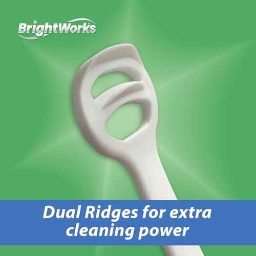 Brightworks Disposable Tongue Scraper for Adults ? 96 Count Hygienic Tongue Cleaner for Fresh Breath ? Recycled Plastic, Curved Design Tongue Cleaner ? Travel-Friendly