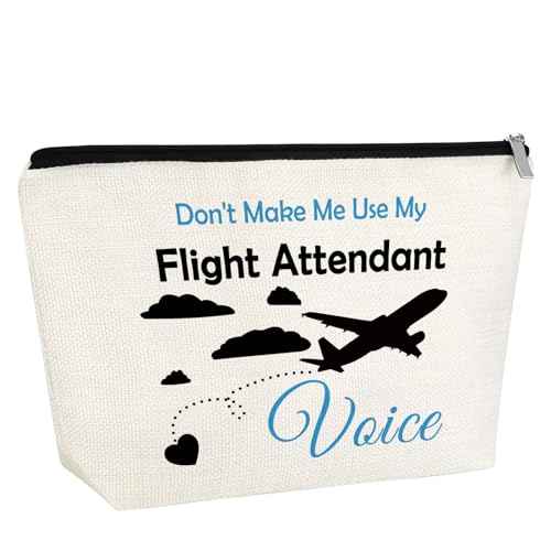 Flight Attendant Gift for Women Makeup Bag Funny Airplane Travel Gifts Travel Essentials Cosmetic Bag Christmas Birthday Gift for Future Pilot Flight Attendant