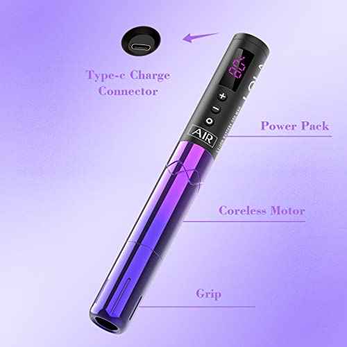 INKin Permanent Makeup Tattoo Machine, Wireless Tattoo Gun with 2Pcs 1500mAh Battery Pack LED Display, Professional Lola Air SMP Tattoo Pen for Beginners Artists (2.7mm Stroke)