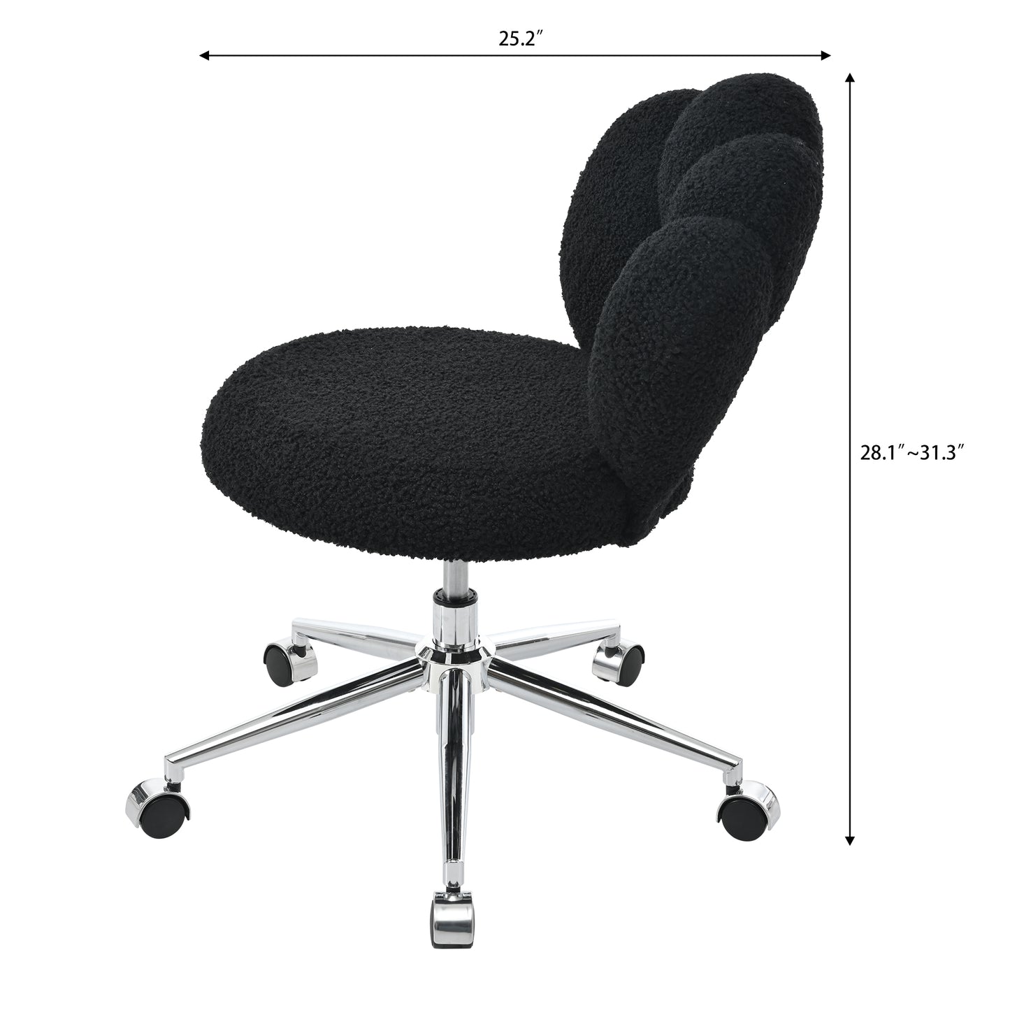 Adjustable Black Chair with 360-Degree Rotation & Foam Cushion