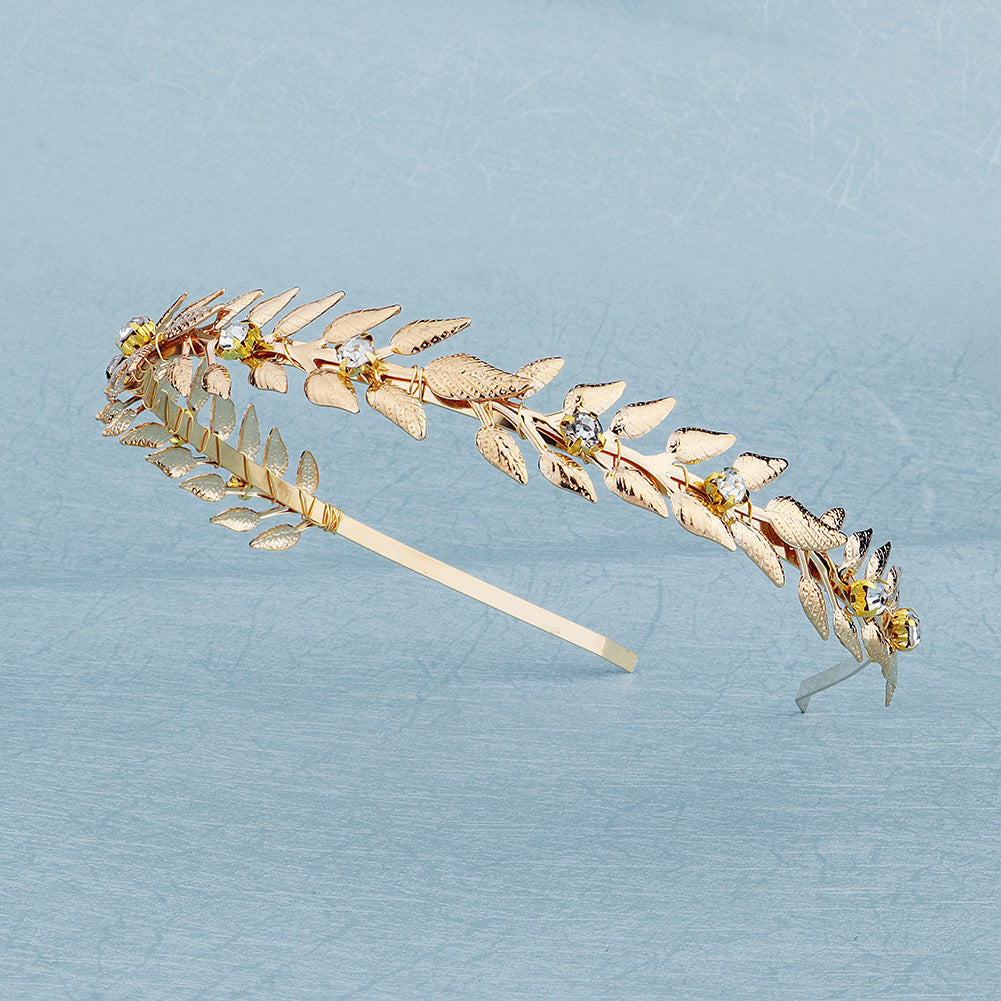 Gold Rhinestone Leaf Headband