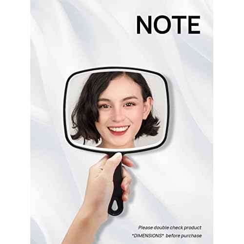 OMIRO Hand Mirror, Black Handheld Mirror with Handle, 6.6" W x 9.2" L