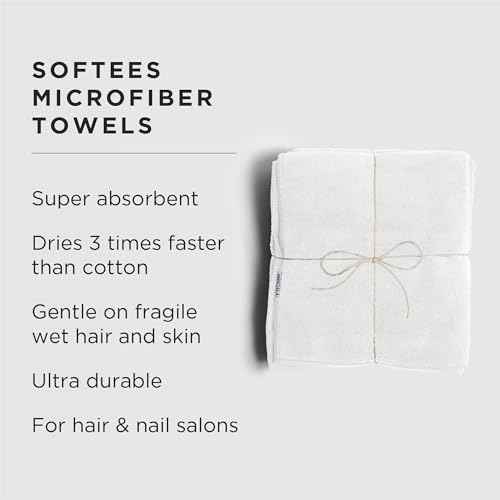 Fromm Softees Microfiber Salon Hair Towels for Hairstylists, Barbers, Spa, Gym in White, 16" by 29", 10 count Perfect Hair Care Towel for Drying Curly, Long, Wavy Hair